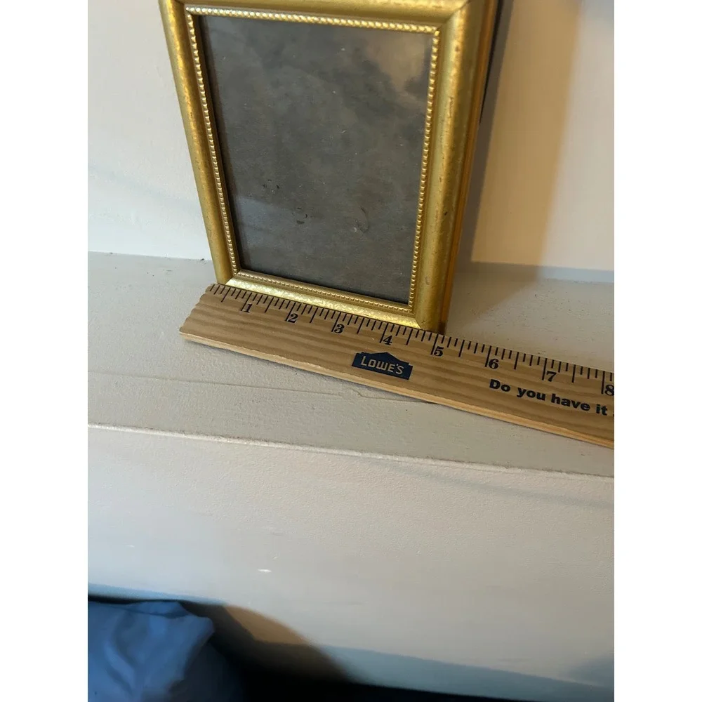 Dicksons Gold Beaded Picture Frame Vintage 3.5x4.5 Tabletop Easel Back USA Made